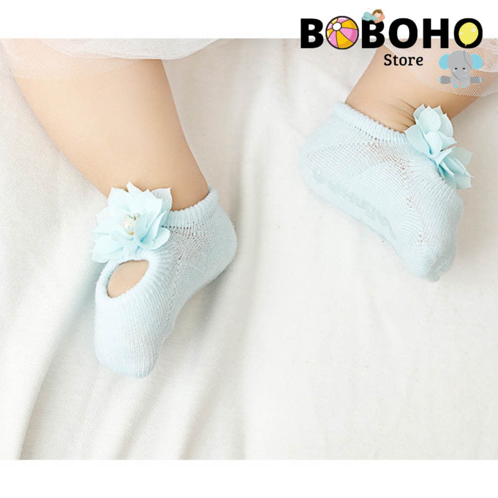 BOBOHO - KAOS KAKI BAYI PEREMPUAN NEWBORN 0-12 BULAN IMPORT KUALITAS PREMIUM KOREA MOTIF 3 JENIS BUNGA PITA