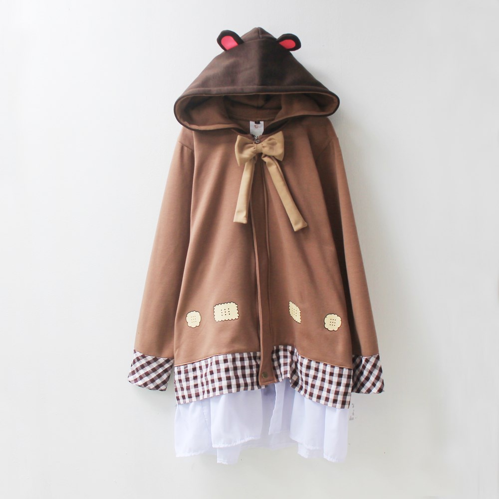 biscuit hoodie jaket wanita parka premium lucu harajuku