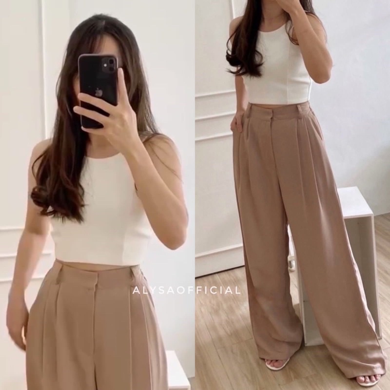 Loose Pants Trousers Celana Panjang Wanita Kulot Jumbo Highwaist Anti Kusut