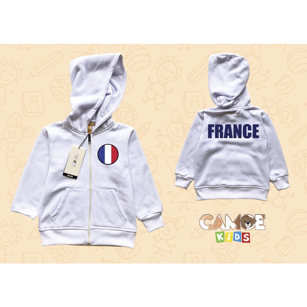 Jaket Hoodie Zipper Anak KIDS France Flag Bendera Prancis