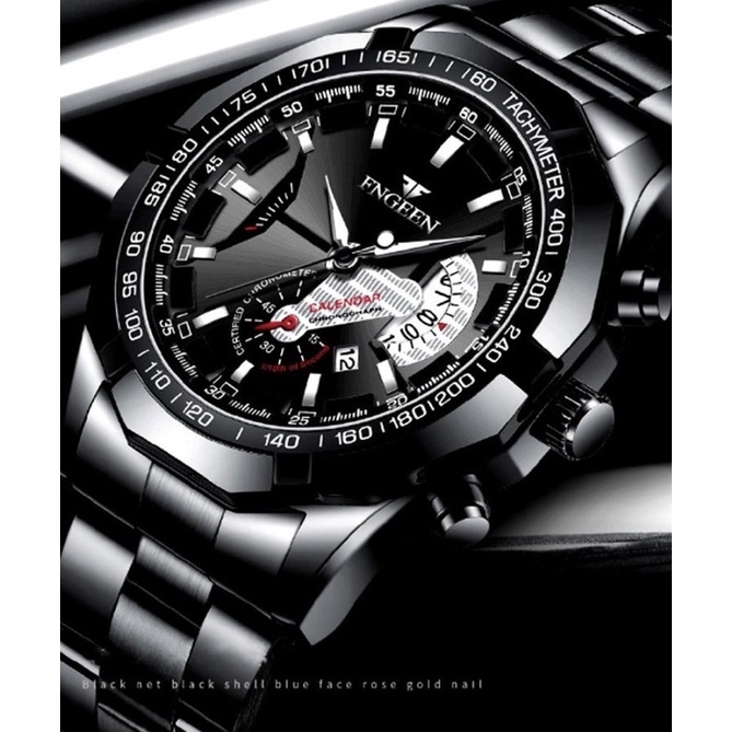 Jam Tangan Pria Luxury Stainless Steel Quartz Original Tahan Air FNGEEN S001