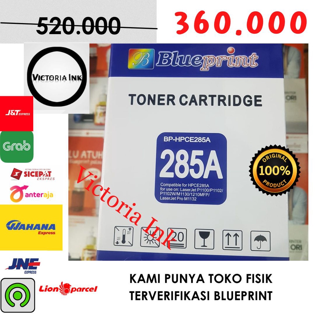Toner Catridge HP 85A Laserjet BLUEPRINT BP-HP285A - Hitam Compatible Toner HP 85A Toner Blueprint 285A Toner LBP6030 LPB6000 Hp P1100 P1102 P1103 Toner hp 285A Compatible P1109W M1132 M1212 M1214 M1217