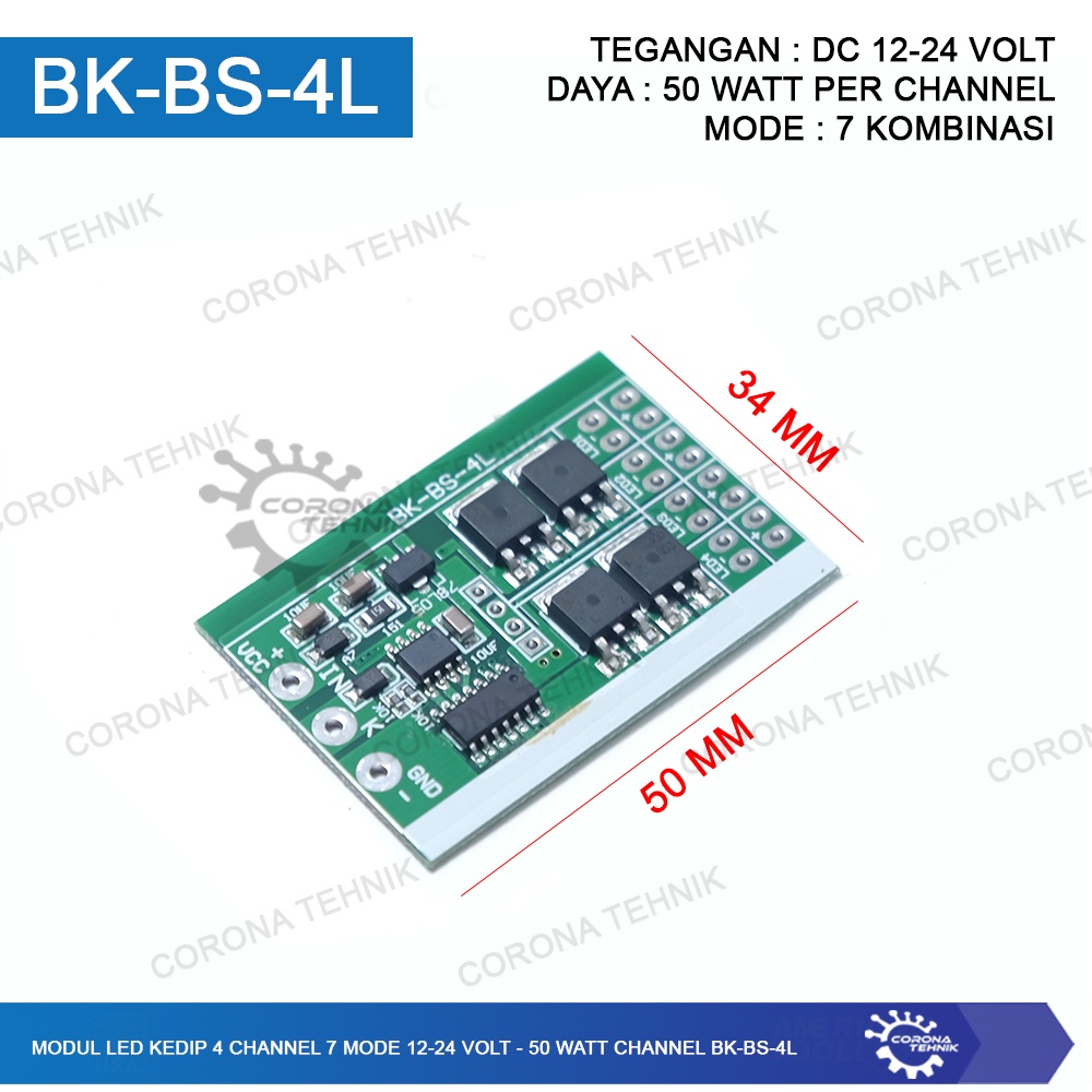 Modul LED Kedip 4 Channel 7 Mode 12-24 Volt - 50 Watt Channel BK-BS-4L