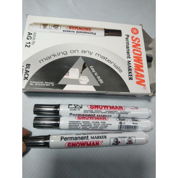 

1 pack isi 12 snowman permanet maker pensil permanen
