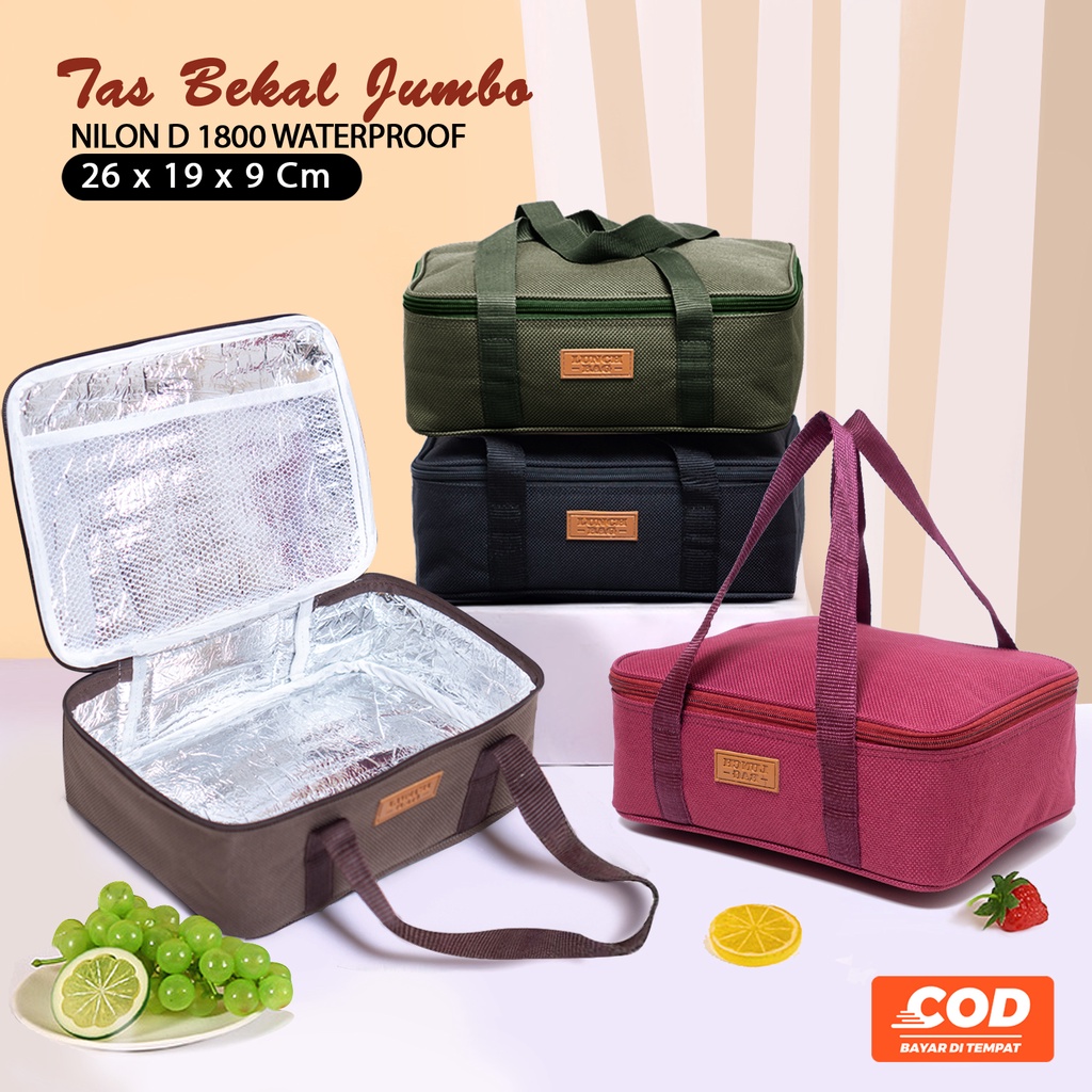 Tas bekal jumbo polos kotak makan besar lapisan dalam aluminium foil