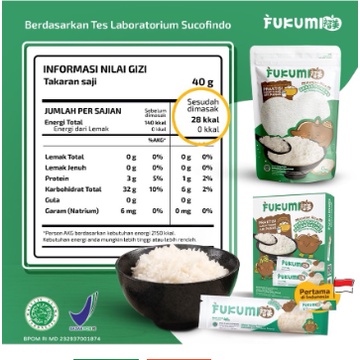 FUKUMI Beras Porang Pouch 1 Kg Shirataki Konjac Rice beras diet low kalori Beras Fukumi