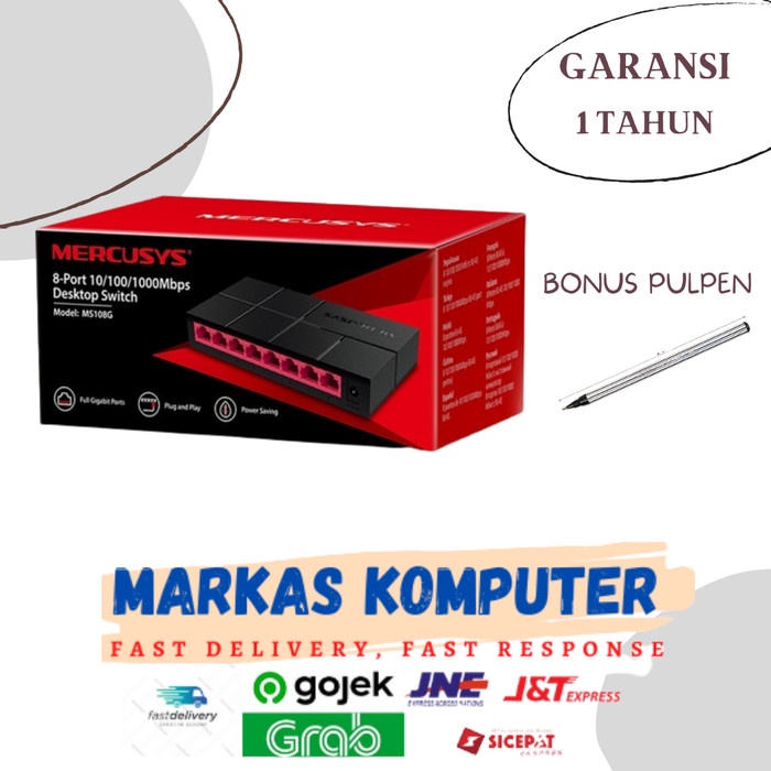 Switch Hub Mercusys 8 Port Ms108G 10/100/1000 Mbps Hub Switch 8-Port