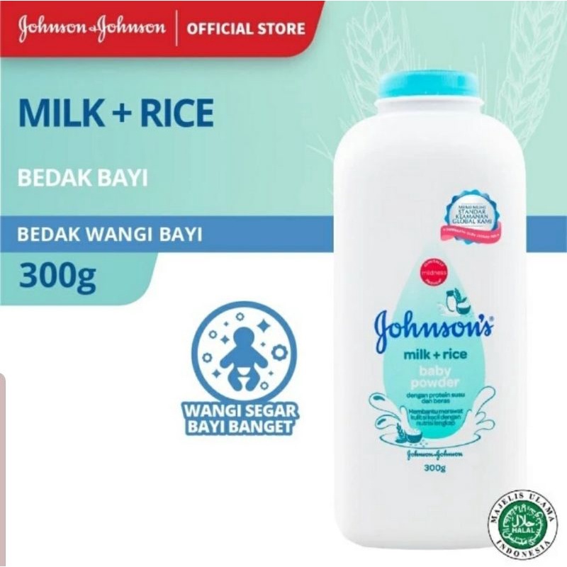 JOHNSON'S Milk + Rice Baby Powder - Bedak Bayi 300gr