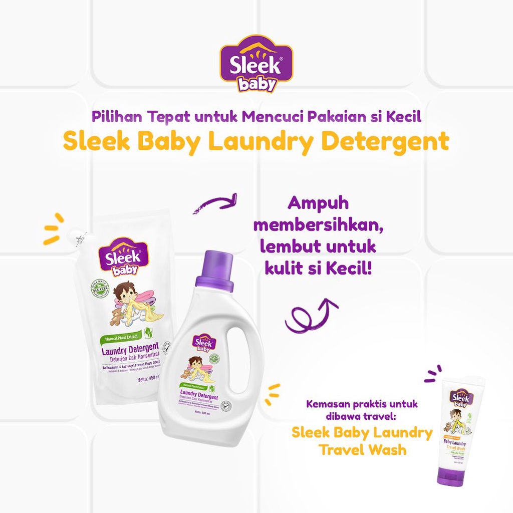 [BPOM] Sleek Laundry Detergen Botol 1200ml / Sleek Baby Deterjen Sabun Pakaian Bayi / Kino / MY MOM