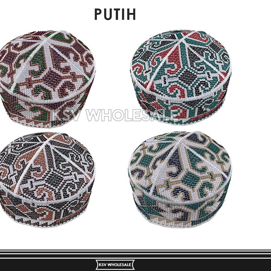 YF75➟ Peci PAKISTAN Haji Alay Kopeah Lokal / Kopiyah Santri / Kupiyah Dewasa Anak Laki Motif Bordir 