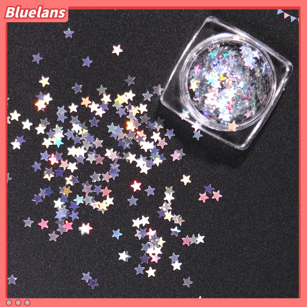 Bluelans 3mm Payet Bintang Warna Laser Untuk Dekorasi Nail Art DIY