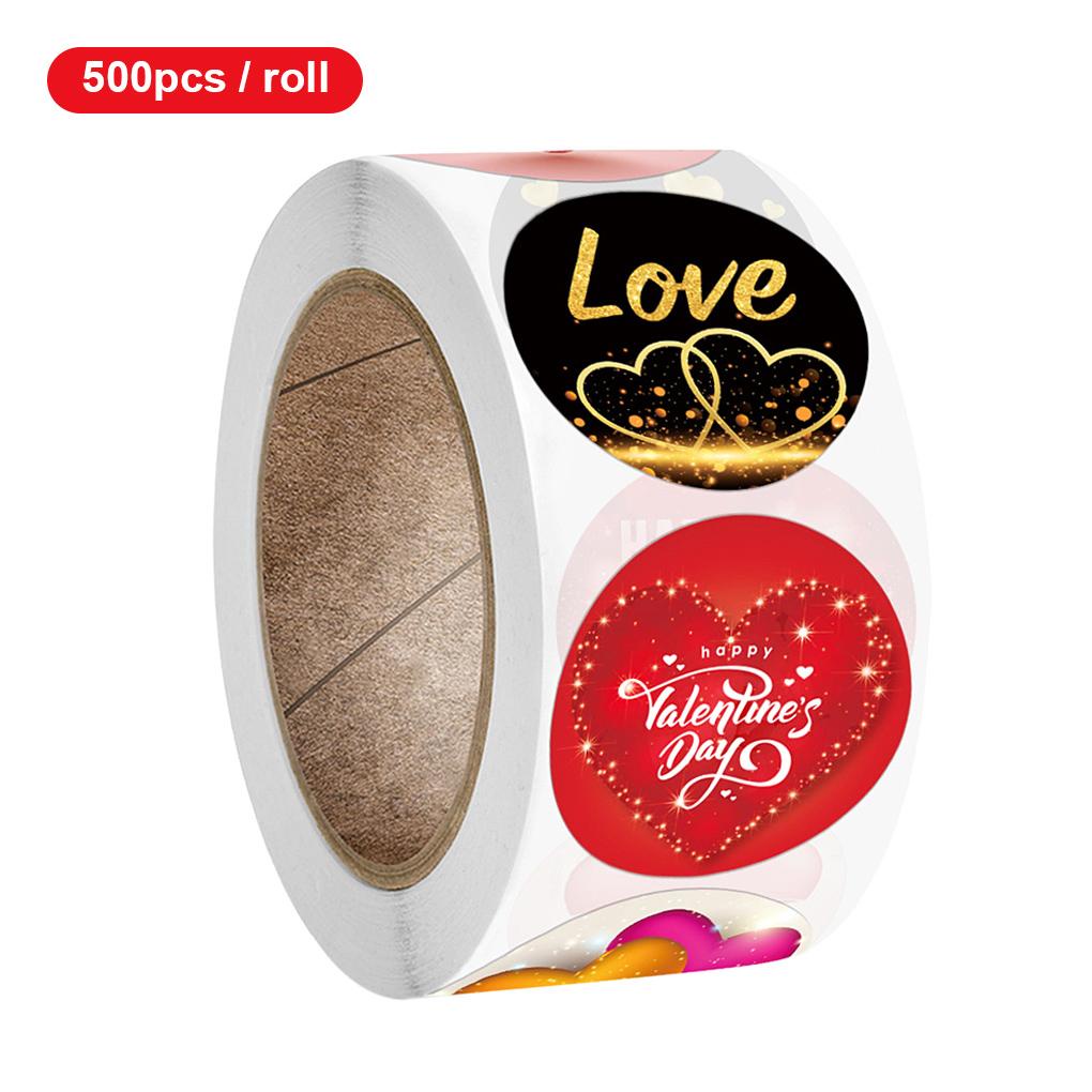 500 Pcs/Roll Stiker Hati Label Bulat DIY Hadiah Penyegelan Stiker Tas Penyimpanan Baking Dekorasi