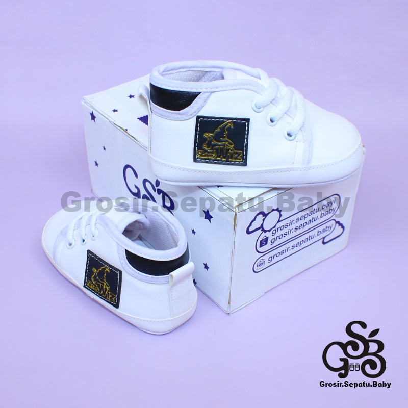 Prewalker - Sepatu Bayi - Baby Shoes | 2-12 bulan | casual WIZZ PUTIH polos ringan &amp; fleksibel