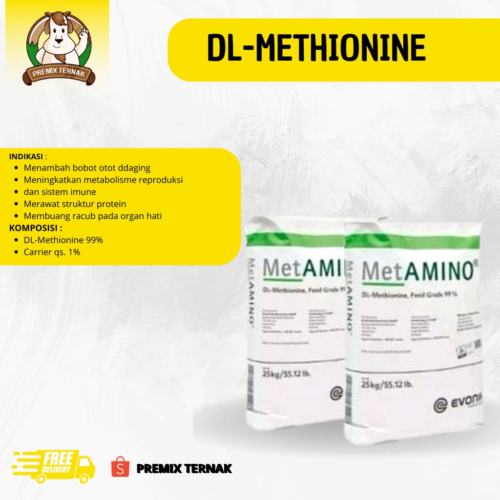 MET AMINO - DL METHIONINE - Methionine - Metionin - Metionine - Methionin -  Asam amino penggemuk ayam bebek Sapi kambing domba