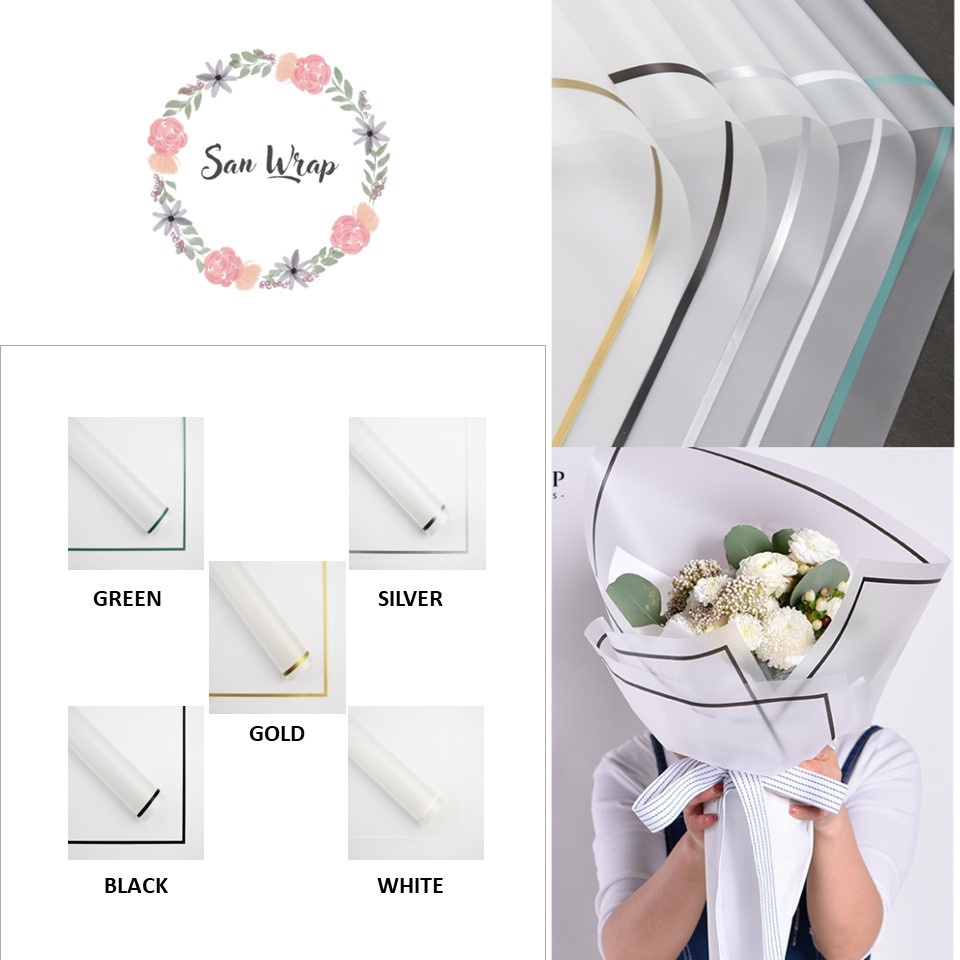 (5 Lembar) Flower Wrapping Paper Varian Tranparan Doff List Warna Kertas Buket Bunga Cellophane Flor