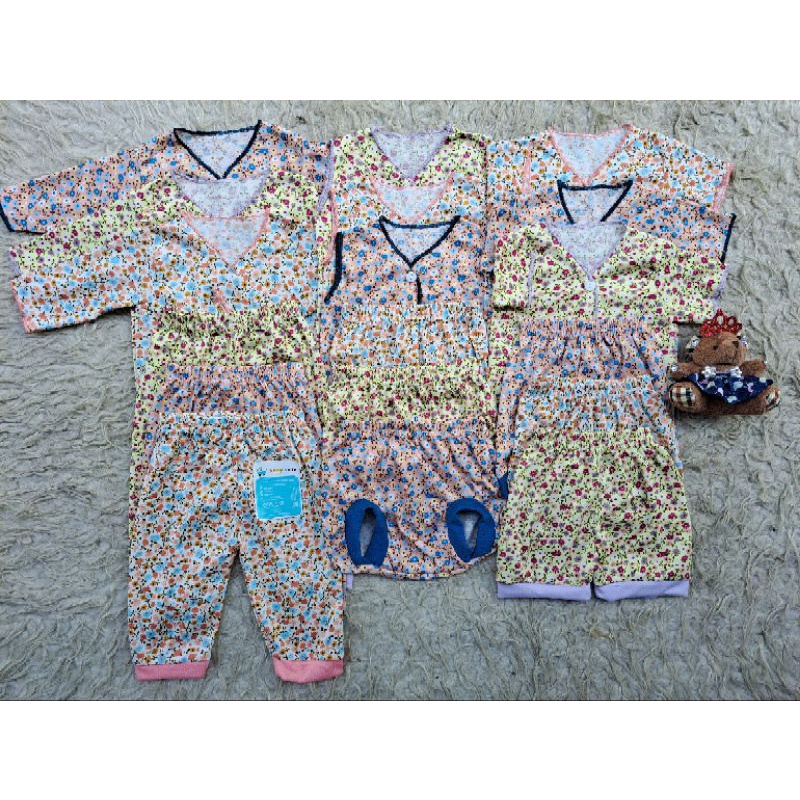 24pcs Paket perlengkapan baju celana bayi baru lahir, 3-6 dan 6-12 bulan kado motif perempuan printing korean look  SNI promo 9.9