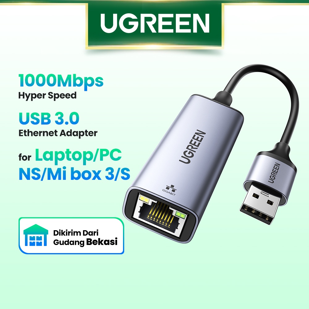 【Stok Produk di Indonesia】Ugreen Adapter Ethernet USB 3.0 2.0 Ke RJ45 Lan Untuk PC Windows 10 Xiaomi Mi Box 3 / S