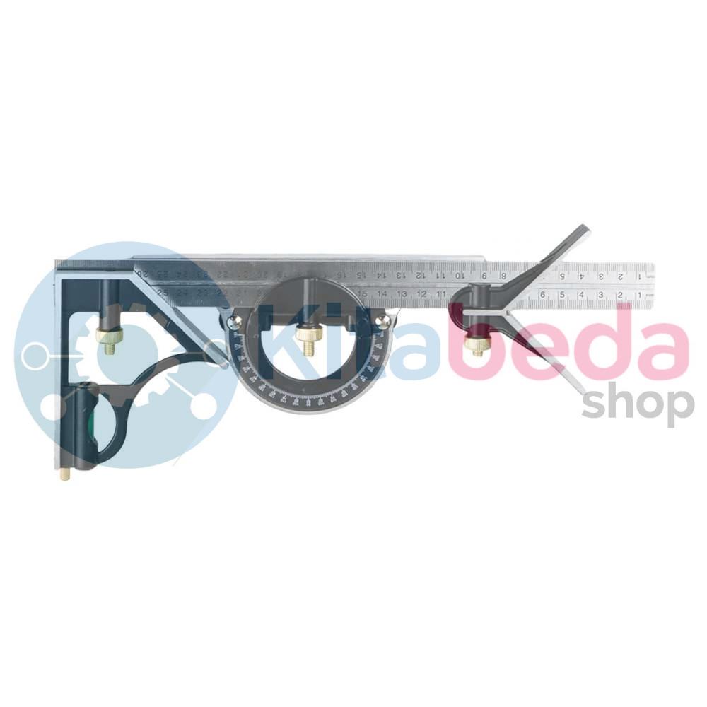 

3 in 1 Penggaris Multifungsi Adjustable Angle 30cm KB3171 [Silver]