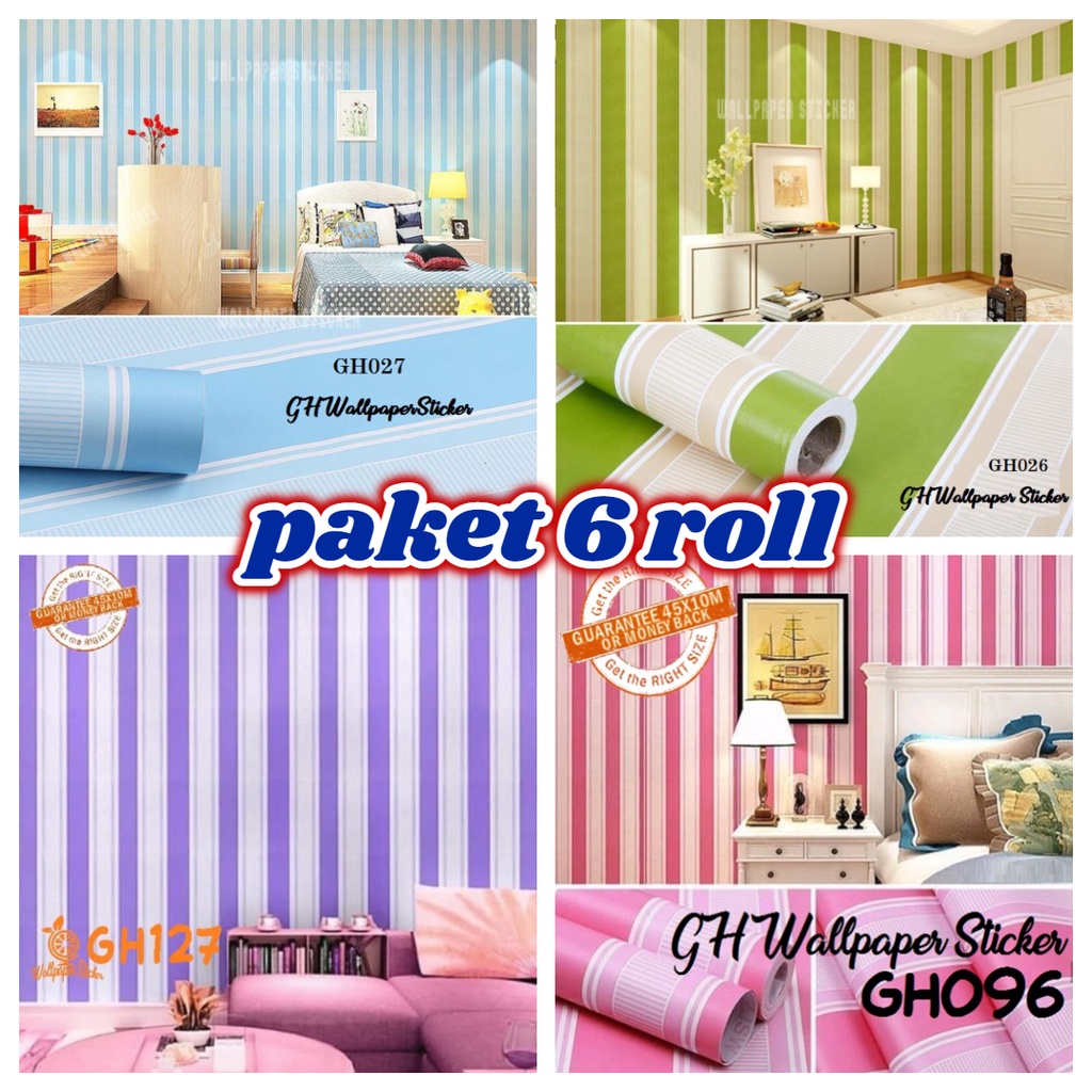 PAKET 6 ROLL Wallpaper Dinding TERMURAH UK 45CMx5m Premium High Quality Bisa Cod