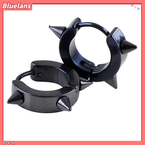 Bluelans Unisex Titanium Steel Punk Rivet Ear Studs Spike Hoop Huggie Piercing Earrings