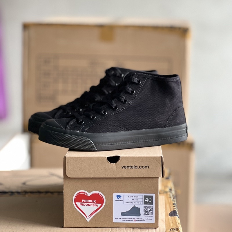 Sepatu Ventela Basic High All black Basic low all black 70s All black