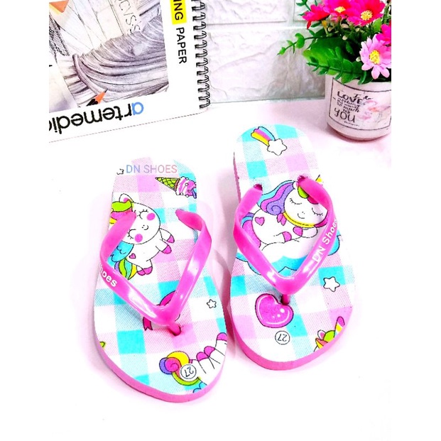 Sandal Anak Perempuan Sandal Jepit Flat Anak Karakter Unicorn Pink Tosca Juice Murah Lucu