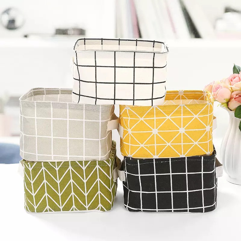 Storage Box Organizer Keranjang Kain Motif Perlengkapan Rumah Tas Tempat Penyimpanan Desktop Kotak Hanging Bag Box Canvas Multifungsi TERMURAH TERLARIS