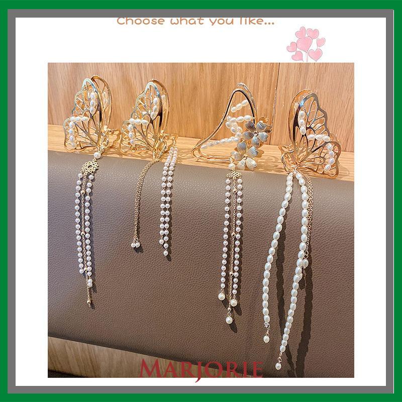 INS Korean Jepit rambut Square Acrylic Hair Claw Clip girl Women Fashion Gold Geometric Hairpin Pita Mutiara-MJD