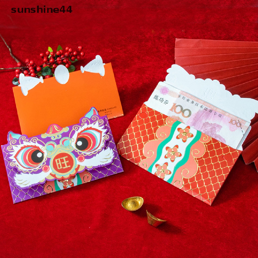 Sunshine 3Pcs / Set Amplop Angpao Tahun Baru Cina / Imlek 2023 Motif Singa / Singa Untuk Anak