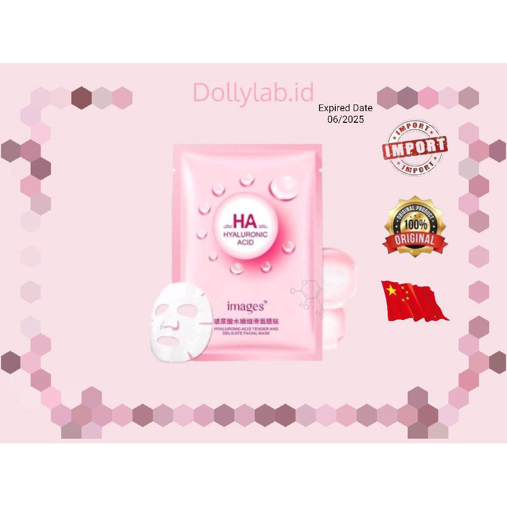 IMAGES HA Hyaluronic Acid Facial Mask Sheet Masker Wajah Moisturizing Pelembab IM003