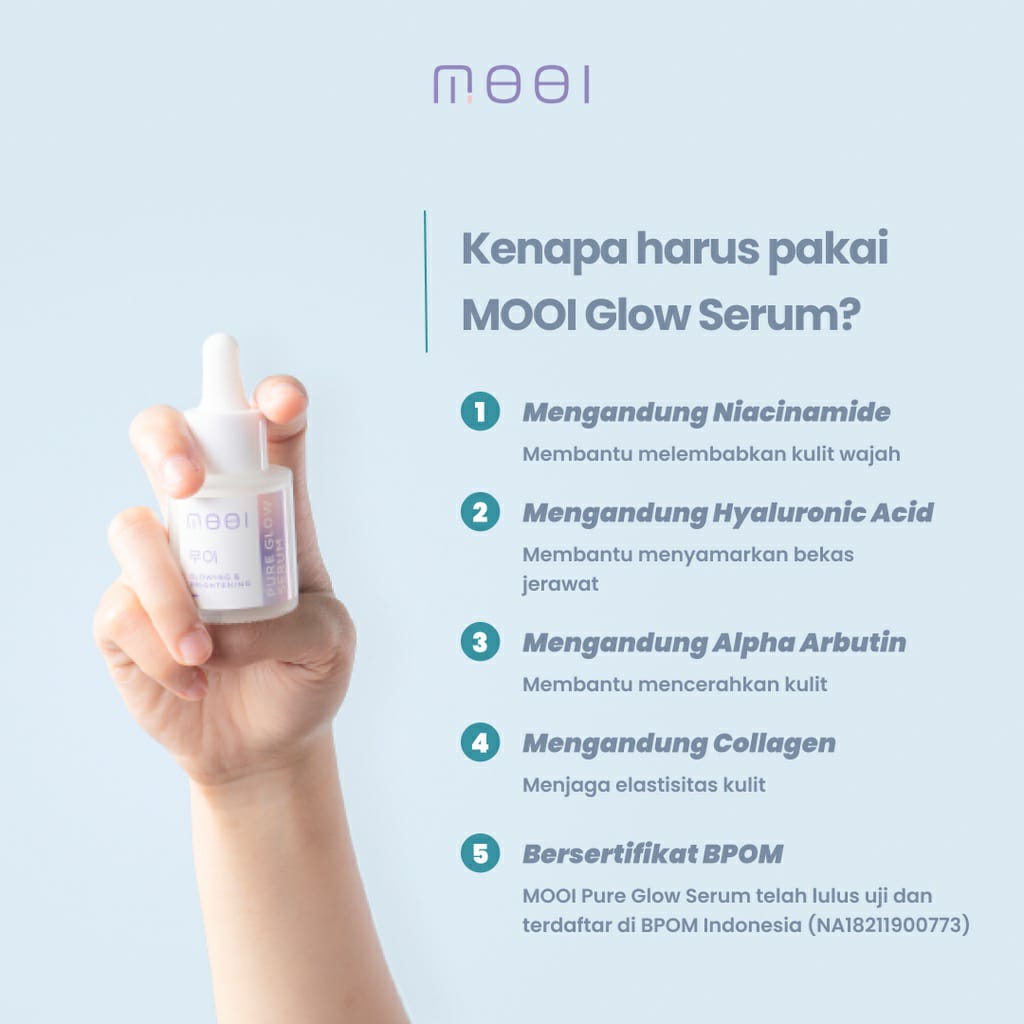 [ORIGINAL BONUS POUCH] MOOI Pure Glow Serum SERUM WAJAH GLOWING KOREA