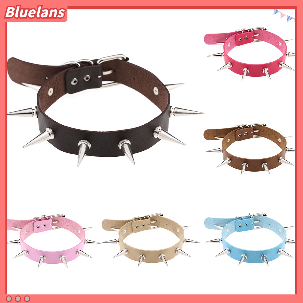 Bluelans Women Fashion Alloy Rivet Spike Faux Leather Choker Short Necklace Punk Jewelry