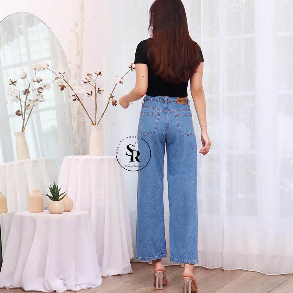 [Art. C2775] Highwaist Kulot Jeans wanita Belah - Saerah Fashion
