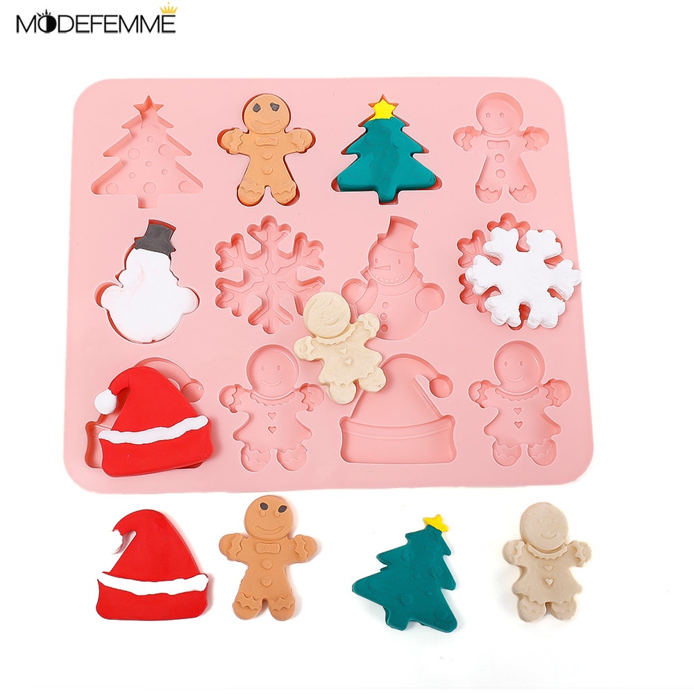 Cetakan Kue / Coklat / Pastry Bentuk Topi Natal Snowflake 12 Grid Bahan Food Grade