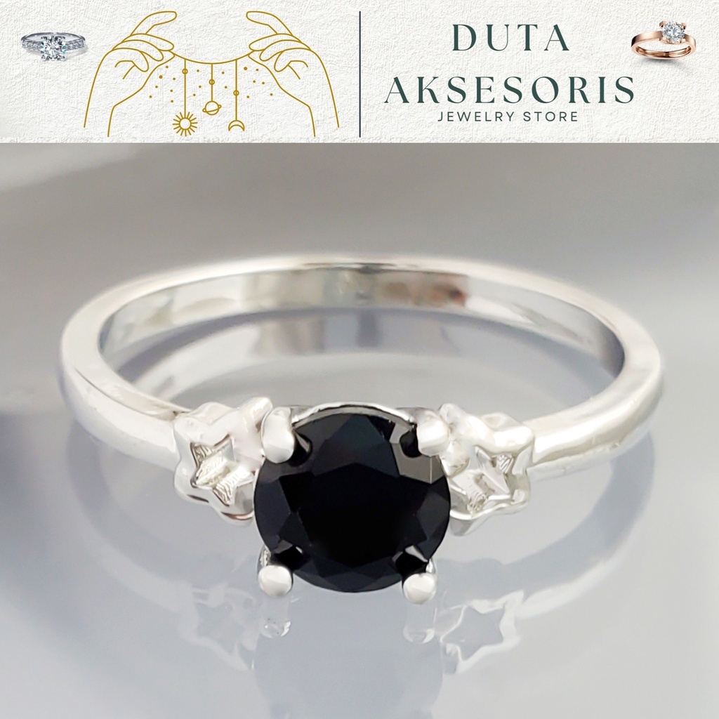 cincin xuping perak mata hitam motif bintang