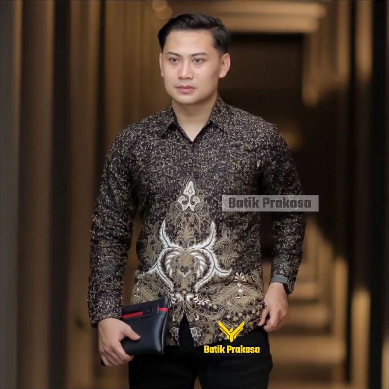 BATIK BOLO DEWO Motif Pecah Seribu Hem Atasan Kemeja Baju Batik Pria Lengan Panjang