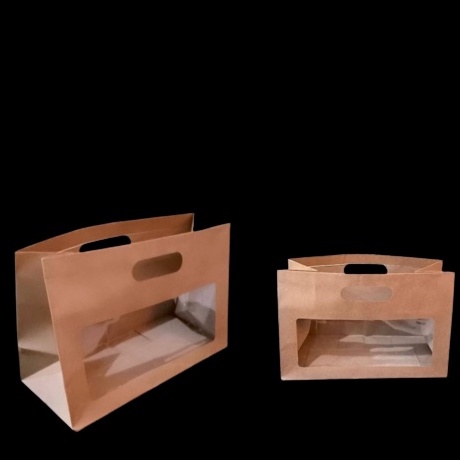 

5 Pcs Paperbag Mika Brownies Goodie Bag Kotak Box Bolu Gulung Tas Jinjing Polos Packaging Hampers Size 35x15x23 cm