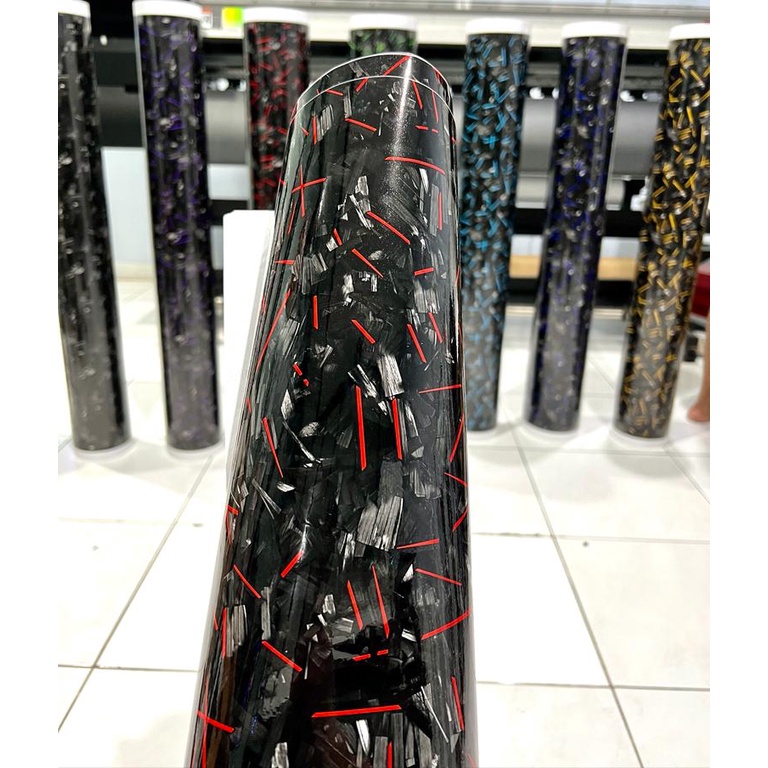 Sticker Setiker motif carbon forged red ukuran 50 x 50 cm