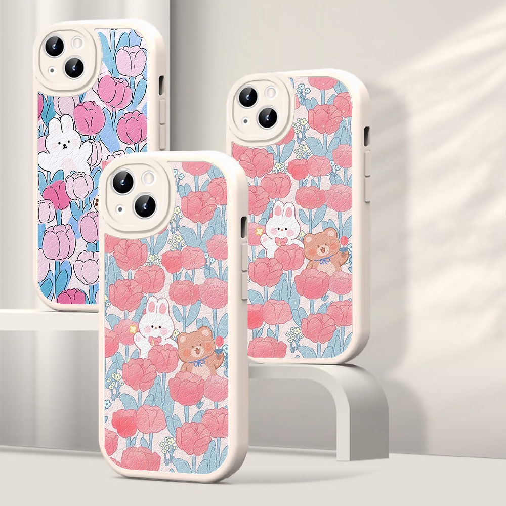 Case Pelindung Lensa Bentuk Bulat Motif Bunga Bahan Silikon Untuk iPhone 14 13 12 11 Pro Max X XS Max XR 7 8 14 Plus SE 2020