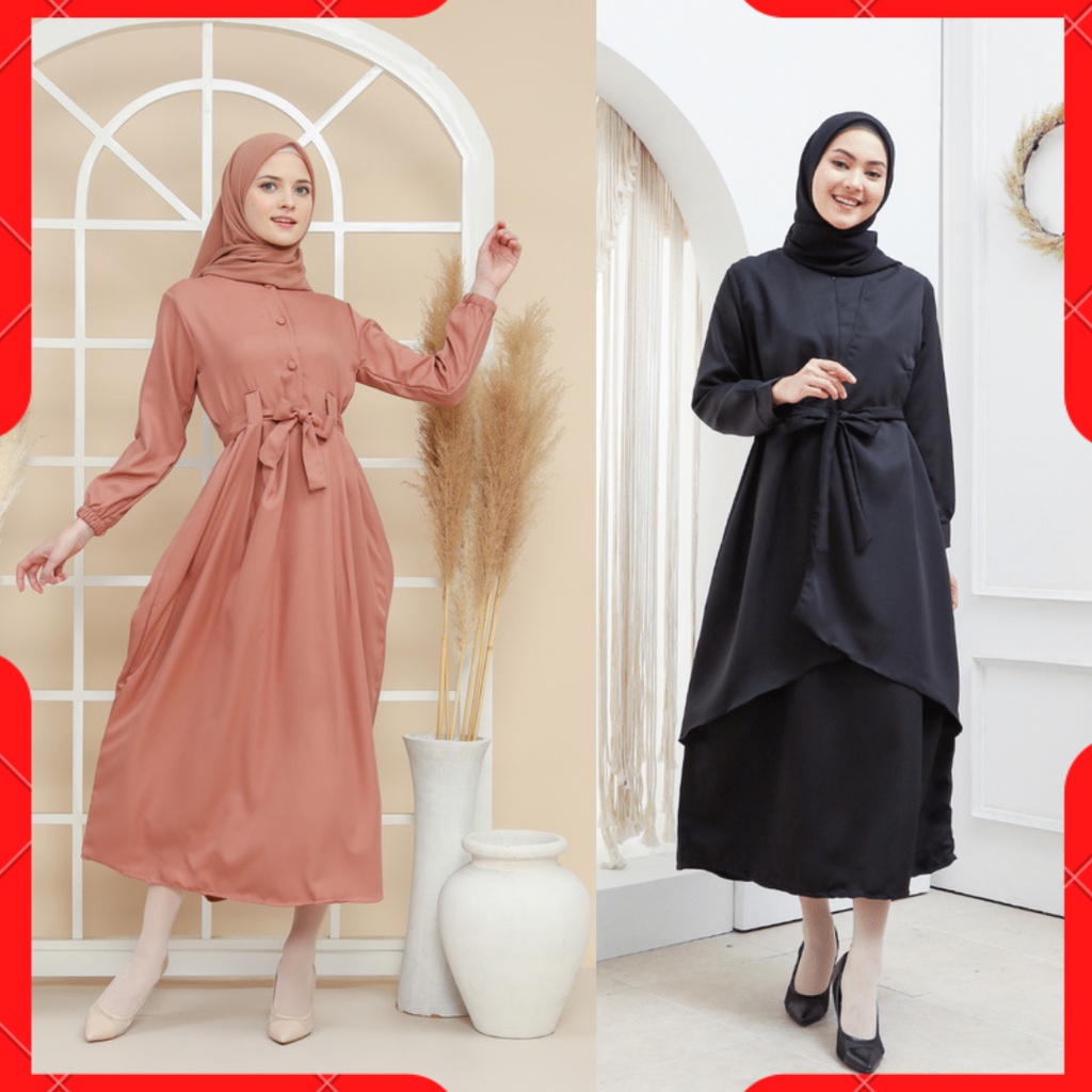 Gamis Dress Wanita Remaja Terbaru Hitam Polos