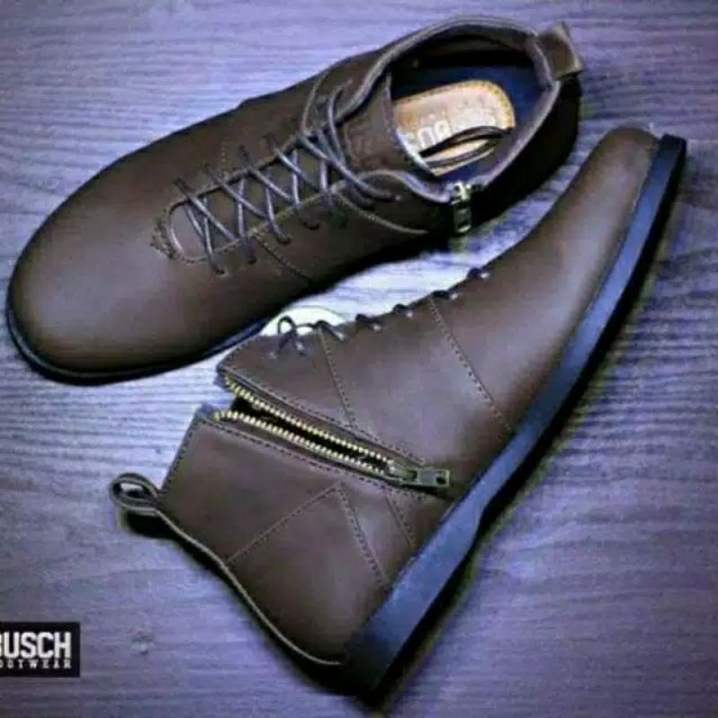 Free Kaos Kaki - Sepatu Pria Boots Casual ICON Brodo Zipper Warlock Original - Sepatu Boots Resletin