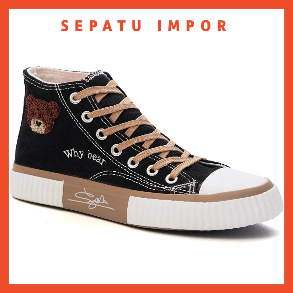 FREE KOTAK SEPATU !!! SALE!!! SEPATU WANITA WHY BEAR IMPORT BLACK - 888