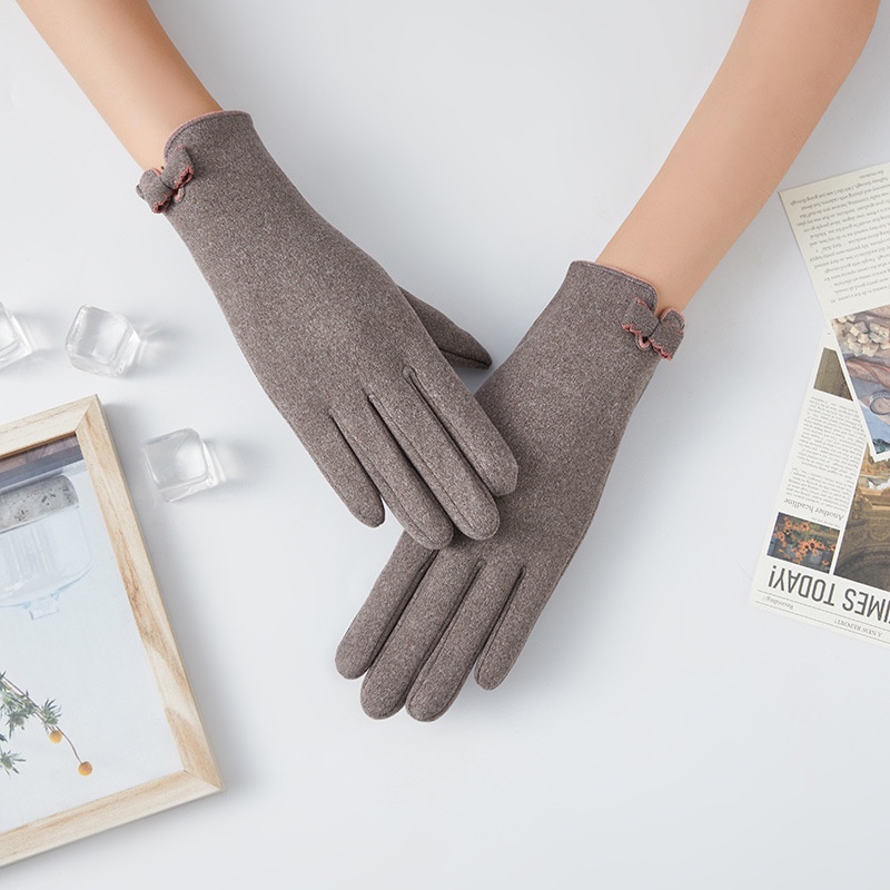 Sarung Tangan Simple Wanita Pita Cantik Lucu Korean Version Women Gloves Full Finger Touchscreen