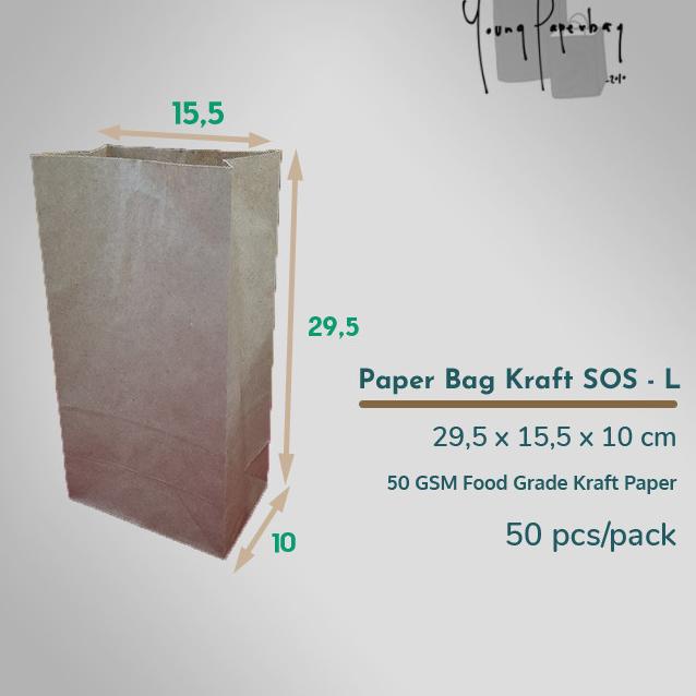 

Paper Bag / Kantong Kertas Kraft SOS Polos Size L 8 - Putih