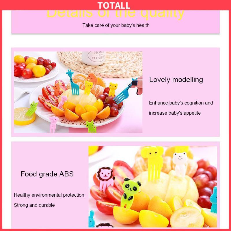 COD 10pcs Animal Fruit Fork Mini Cartoon Children Snack Cake Dessert Food Fruit Pick Toothpick Lunches Decor-Totall