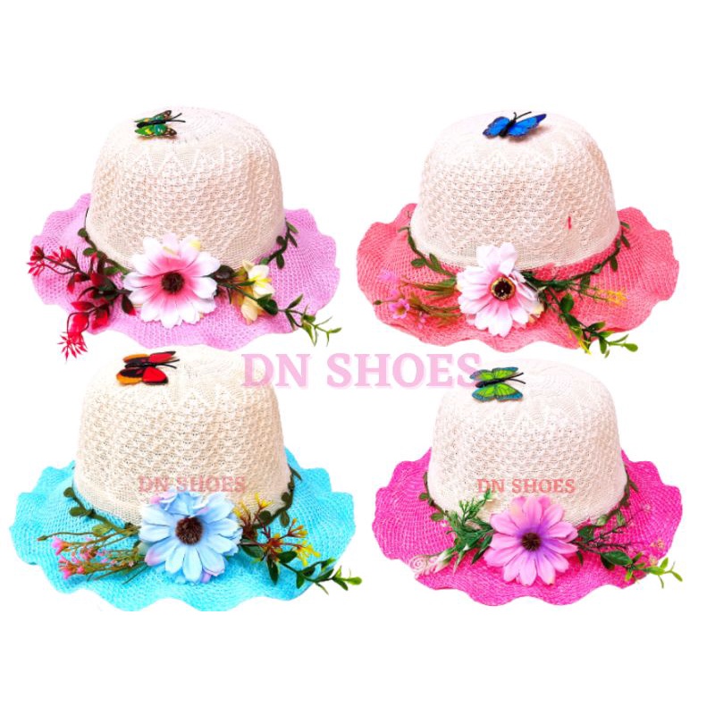 Topi anak perempuan topi pantai anak perempuan import motif bunga