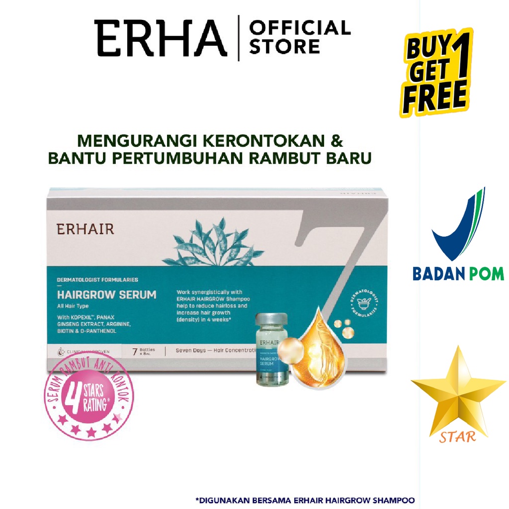 Jual (BOGO 1 Get 1) Erhair Hairgrow Serum Erha Hair Penumbuh Rambut 8