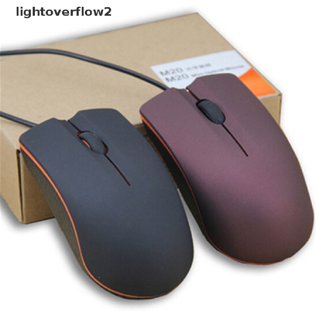 (lightoverflow2) M20 Mouse Optikal Kabel USB 2.0 Permukaan Frosted Untuk Komputer PC (ID)