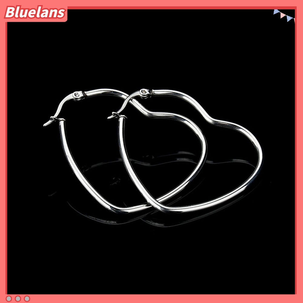 Bluelans Anting Hoop Bentuk Hati Besar Untuk Wanita