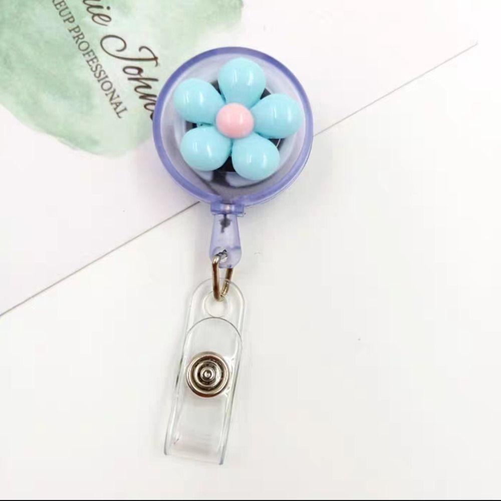 Mxbeauty Badge Reel Wanita Guru Perawat Transparan Ditarik Warna Permen Kerja Badge Charm Bunga Charms Perhiasan Card Badge Holder